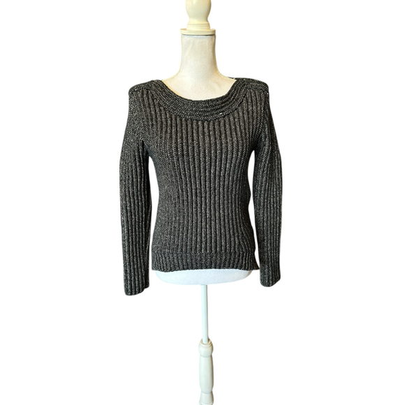 Sam Edelman Sweaters - Women's Sam Edelman Gray Ribbed Knit Sweater Size M Thick Heavy